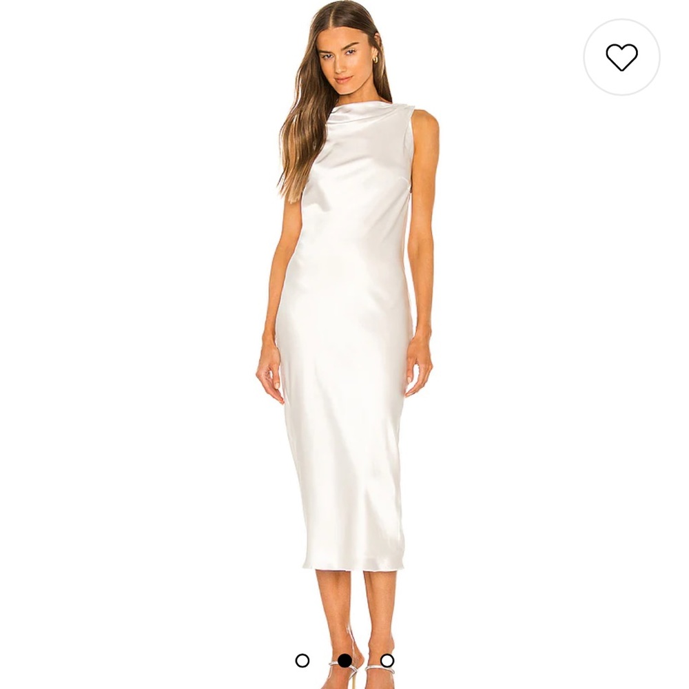 The Bar in Blanc Silk Midi dress
